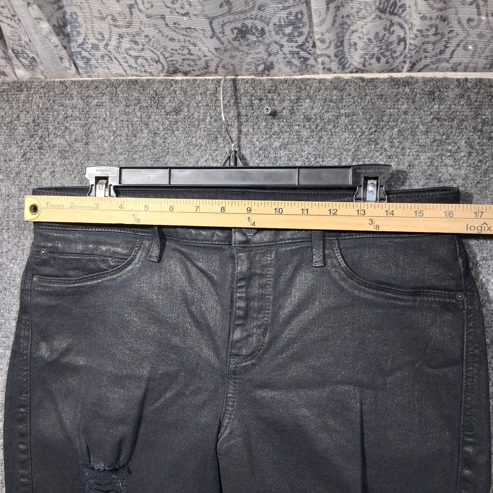 Guess Sexy Curve Skinny Jeans Black Coated Distressed Shredded Mid Rise 33x28 - Picture 8 of 14